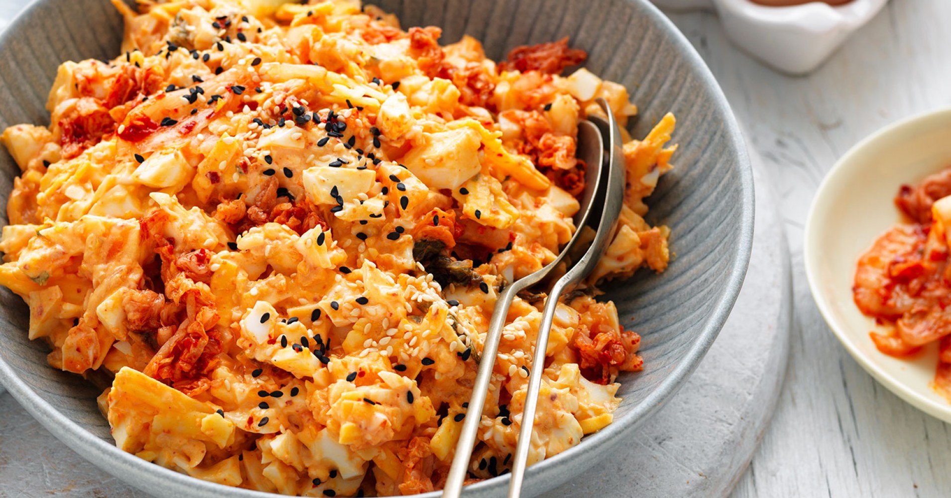 Spicy Kimchi and Cheese Egg Salad Recipe myfoodbook